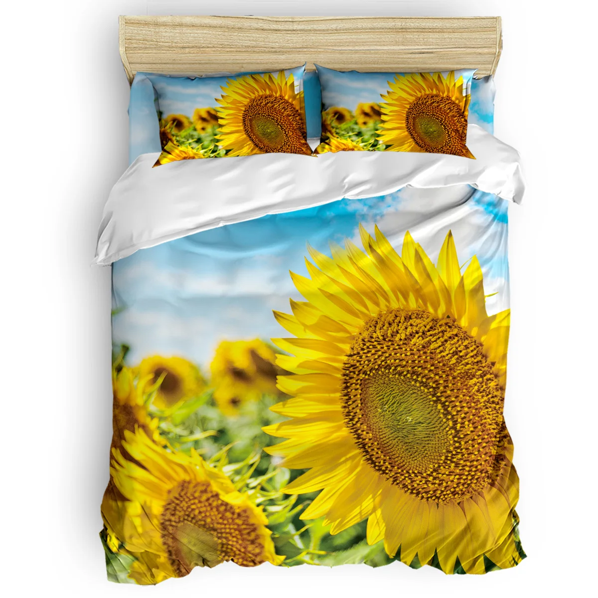 

Sunflower Summer Duvet Cover Set Vintage Floral Art Design Collection of 3/4pcs Bedding Set Bed Sheet Pillowcases Cover Set