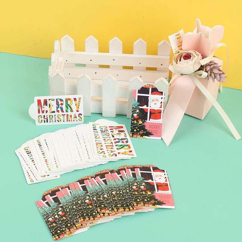 50Pcs/lot Merry Christmas DIY Kraft Tags Labels Gift Wrapping Paper Hang Tags Cards Party Supplies