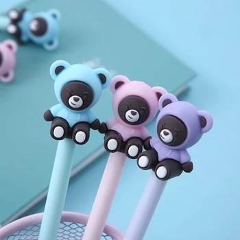 

1 Piece Cartoon Little Bear Korean Creative Kawaii School Silicon Pen Student Writing Office Stationery Black Signature Gel Pen