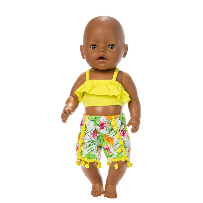 

Doll Clothes Born New Baby Fit 18 inch 43cm Doll Pineapple Flamingo striped swimsuit suit Accessories For Baby Birthday Gift
