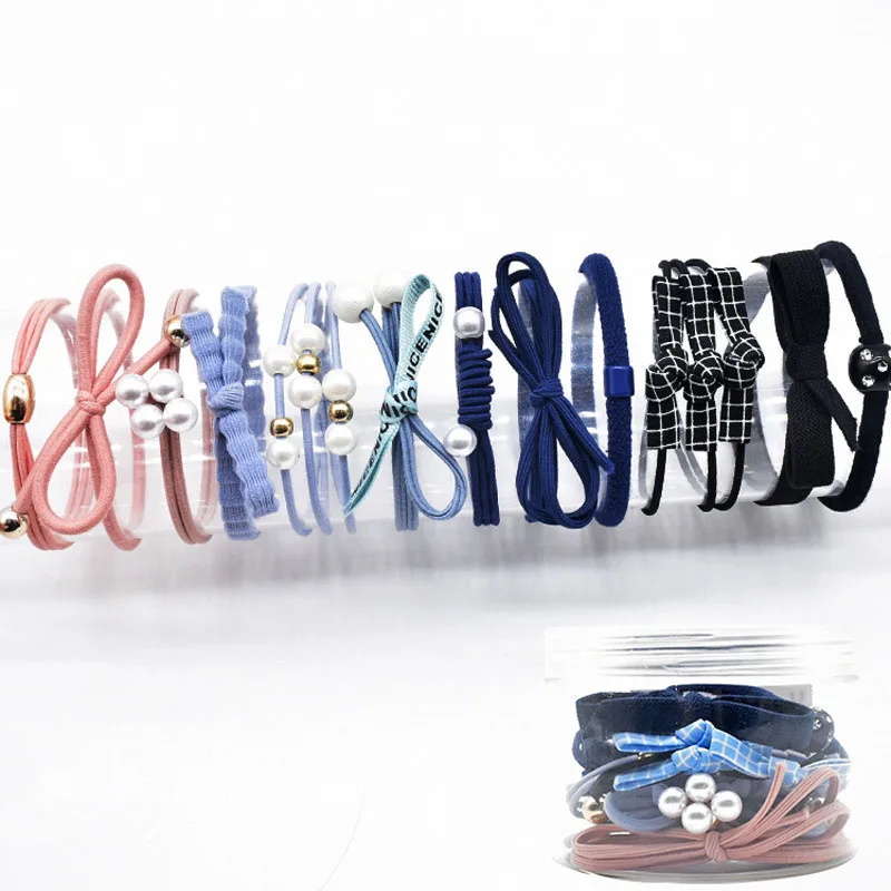 YVLAH 12Ps/Set New Hair Ring Colorful   Rubber Band Sweet Head Rope For Women Girl bride hair clip