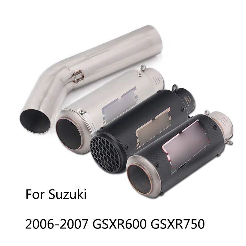 

For 2006 2007 Suzuki GSXR600 GSXR750 Exhaust Pipe Motorcycle Mid Slip On 51mm Muffler with Removable DB Killer Stainless Steel