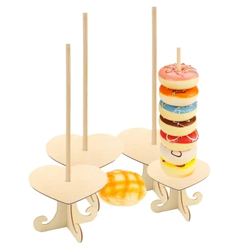 

4Pcs Wooden Donuts Display Wall Holds Candy Sweet Cart Rustic Wedding Birthday Decor Baby Shower Supplies