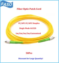 50Pcs FASO Optic Fiber Cable SX Core FC/APC Fiber Optic Patch Cord SM G652D Fiber Jumper