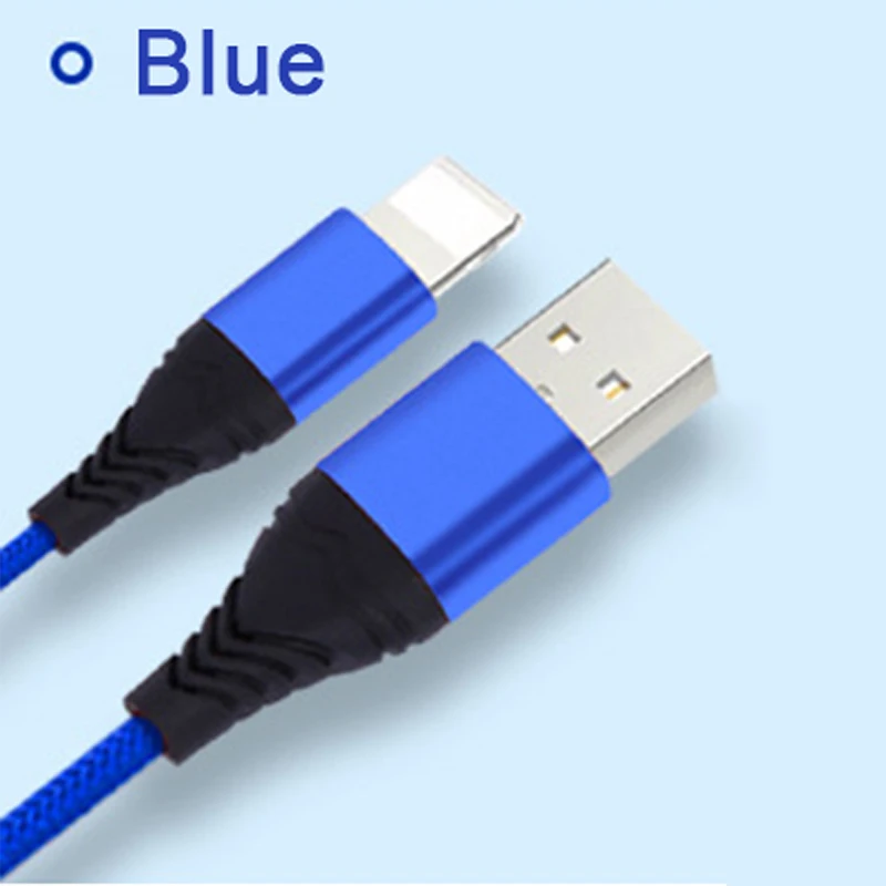 8PIN blue Android универсальный USB кабель для передачи данных для мобильного телефона для тип-c IOS нейлоновый Плетеный зарядный кабель 2.4A Быстрая зарядка 1 м/2 м - Цвет: 8PIN blue