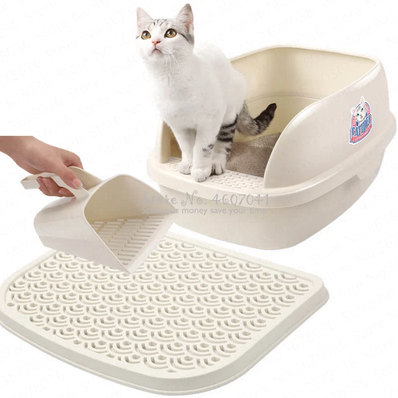 

White Large Cat Toilet Training Kit Cat Litter Semi-closed Deodorant Extra Large Anti-splash Cat Supplies Small Kitten