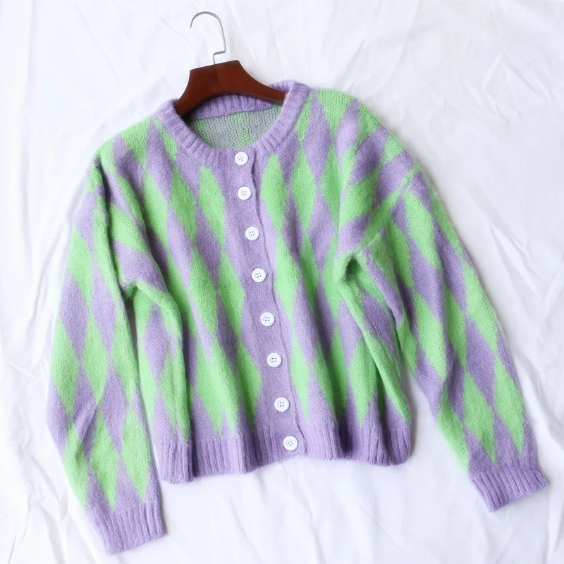限定半額 モヘアカーディガン L diamond green 22aw - ecoprofi.info