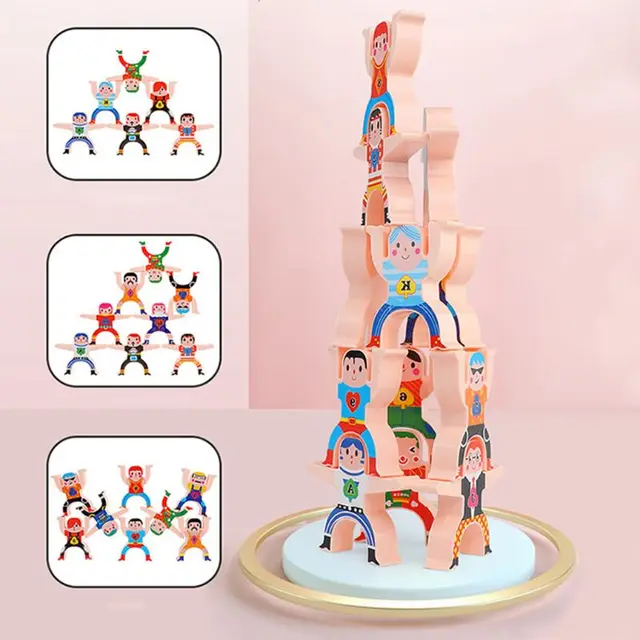 Hercules Acrobatic Troupe Villain Children Puzzle DIY Building Blocks Stacking Balance Parent-child Interactive Kids Toy 2