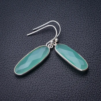 

StarGems Natural Chalcedony Handmade 925 Sterling Silver Earrings 1.5" D6663