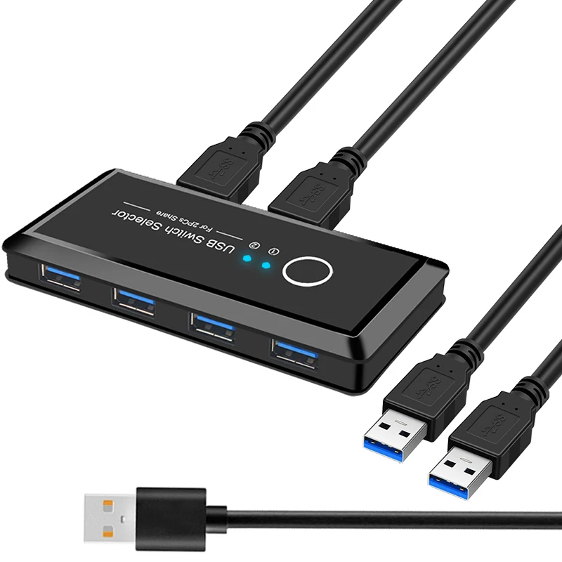 KVM Switch USB 3.0 2.0 USB KVM Switch With Extender For Keyboard Mouse Printer 2 PCs Sharing 4 Devices USB Switch Monitor USB images - 6