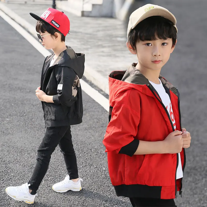 

2145 Childrenswear BOY'S Autumn 2019 New Style Camouflage Juxtaposition Jacket Children Big Boy Coat Western Style Short