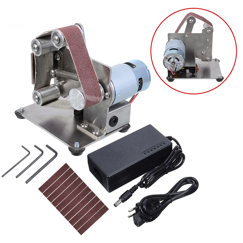 

Multifunctional Grinder Mini Electric Belt Sander DIY Polishing Grinding Machine Cutter Edges Sharpener with Sanding Belt