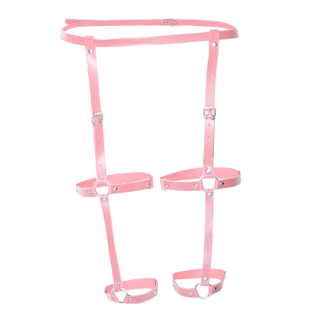Pink 110cm Кожа тела упряжка Бедро Подвязки Пояс талии ноги панк подвязки ремни - Цвет: Pink 110cm