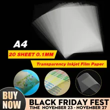 Filme transparente para impressão, jato de tinta 20 folhas de impressão de papel pcb, estêncil, filme de jato de tinta mantém a espessura da tinta 0.12mm