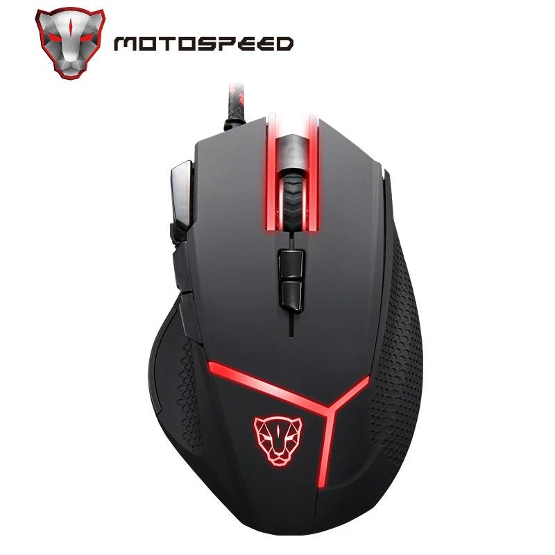

Motospeed V18 Gaming Wired Mouse 7 Button 4000DPI 8-grade LED Optical USB Precision Optical 9Keys Breathing Lamp with 1.8m Cable