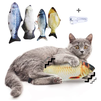 

20/30/40cm Electronic Cat Toy Pet Cat Toys Chewing Playing Biting Supplies Electric USB Charging Simulation Fish Toy Dropshiping