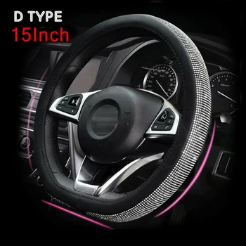 

15 Inch Steering Wheel Cover D-Type Shiny Rhinestone Decor Nice Interior