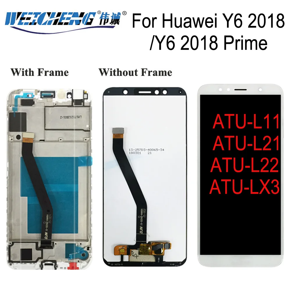 Skup Dla Huawei Y6 2018 wyświetlacz LCD + zespół ekranu dotykowego z naprawa ramy dla Y6 Prime 2018 lcd ATU L11 ATU L21 ATU L22 ATU LX3