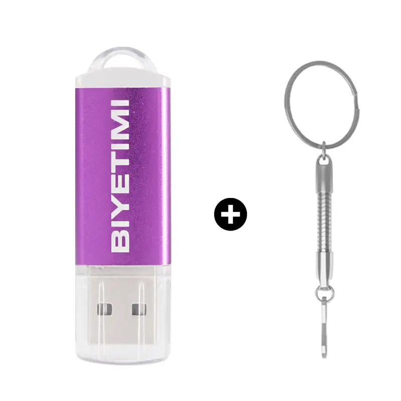 Biyetimi USB flash drive 128GB 64GB 32GB 16GB 8GB USB2.0 TransMemory Memory Stick Pen Drive U disk for PC - Цвет: Фиолетовый