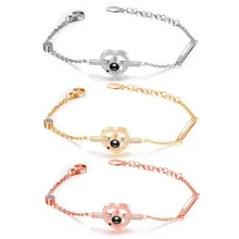 100 шт Кристальные свадебные браслеты в форме сердца с проекцией i Love You, браслеты на 100 языке для женщин с памятью о любви