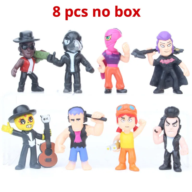 8 pcs style A Brawls фигурка героя из мультфильма модель Спайк Шелли Кольт Леон Примо мортис кукла год Рождество игрушка подарок для мальчика девочки дети - Цвет: 8 pcs style A