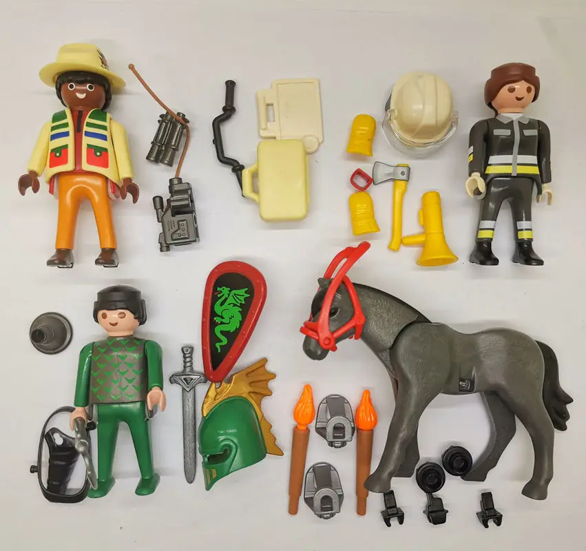 4 шт. Свободные Фигурки от Playmobil репортер лошадь меч P1C|Игровые фигурки и