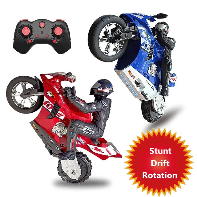 High Simulation RC Motorcycle 2.4G RC Stunt Motorbike Drift Car With Flash Led Light 360Degree Rotation Shockproof Car Boy  Toys 1