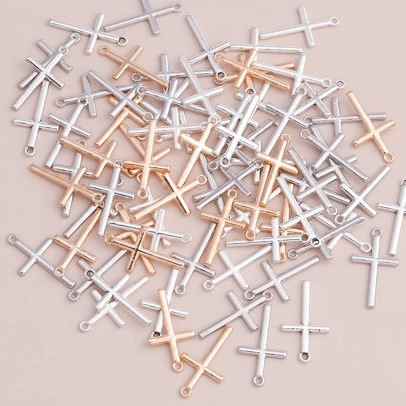 Leslie 40 Stück Gold Silber Farbe 25x14mm Kreuz Anhänger Perlen für DIY Herstellung von Halsketten und Armbändern Handgefertigter Schmuck – Detail 7