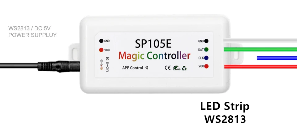 SP105E DC5-24V Симфония светодиодный контроллер Bluetooth WS2812 WS2801 APA102 светодиодный пиксель полосы светильник с контроллером