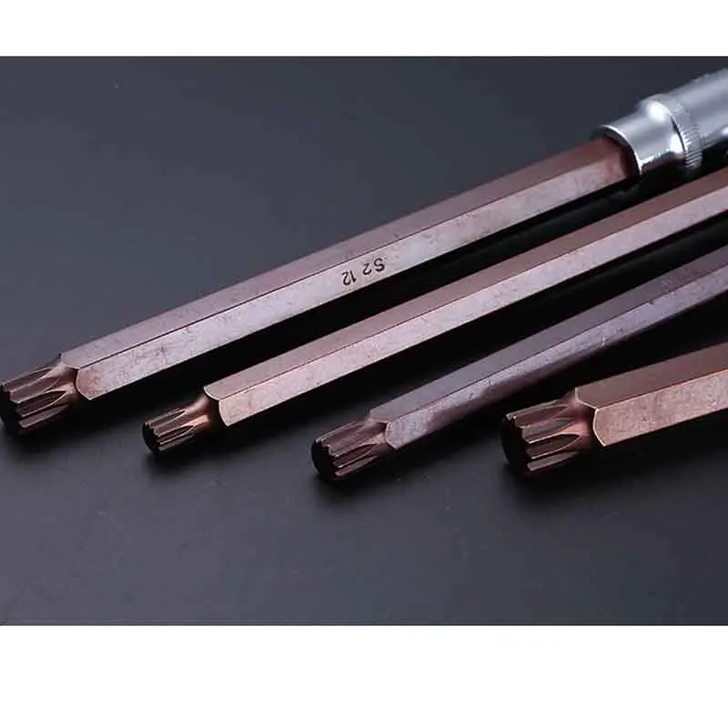 합금 Torx 스크루드라이버 비트, 드라이브 S2, 12 포인트 MM 스플라인 소켓 비트, 렌치 M5 M6 M8 M10 M12 M14 M16, 200mm 길이 1/2 인치, 1 개