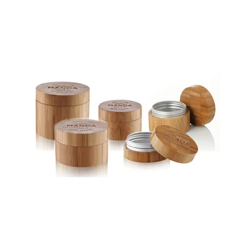 

makeup 30g 10g bamboo aluminum jar powder container,50g skin care bamboo empty cosmetic packaging aluminum jar with bamboo outer