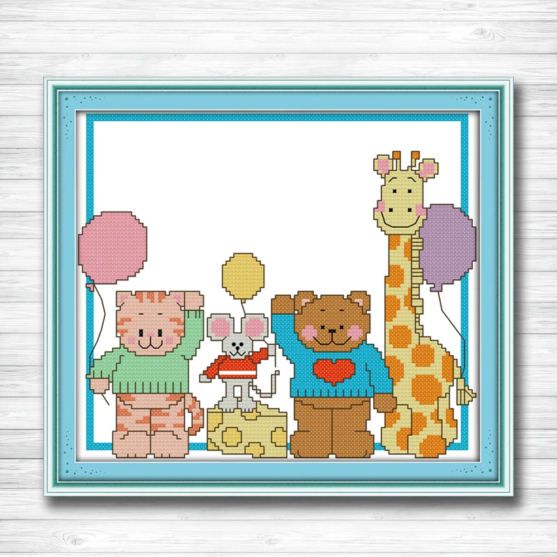 

The small animals cartoon painting dmc 14CT 11CT counted cross stitch kits embroidery set Needlework Set chinese cross stitch