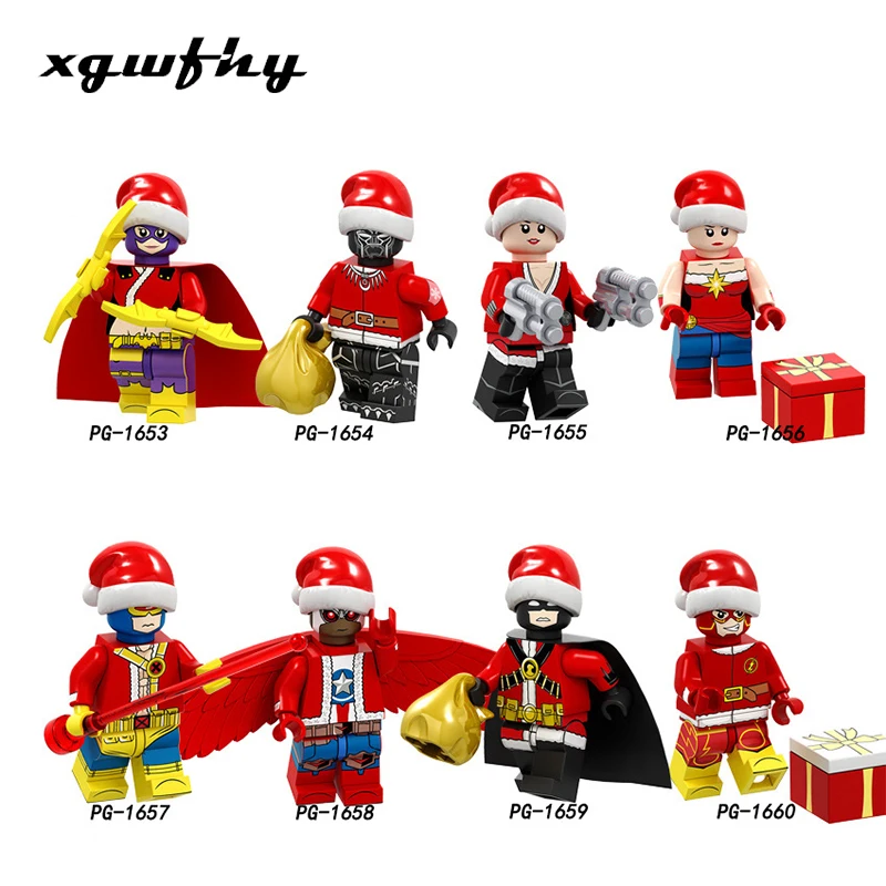 

Hot Christmas Halloween Series Bat Girl Black Panther Surprise Captain Assembled Building Blocks Toys Children's Gifts JM260