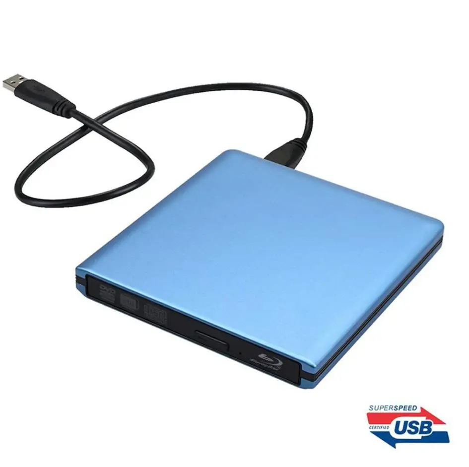 Blue Bluray Burner USB 3,0 Bluray привод BD-RW записывающее устройство CD/DVD rom Оптический привод Портативный Внешний Blu ray плеер для hp ноутбук компьютер Apple - Цвет: Blue Bluray Burner