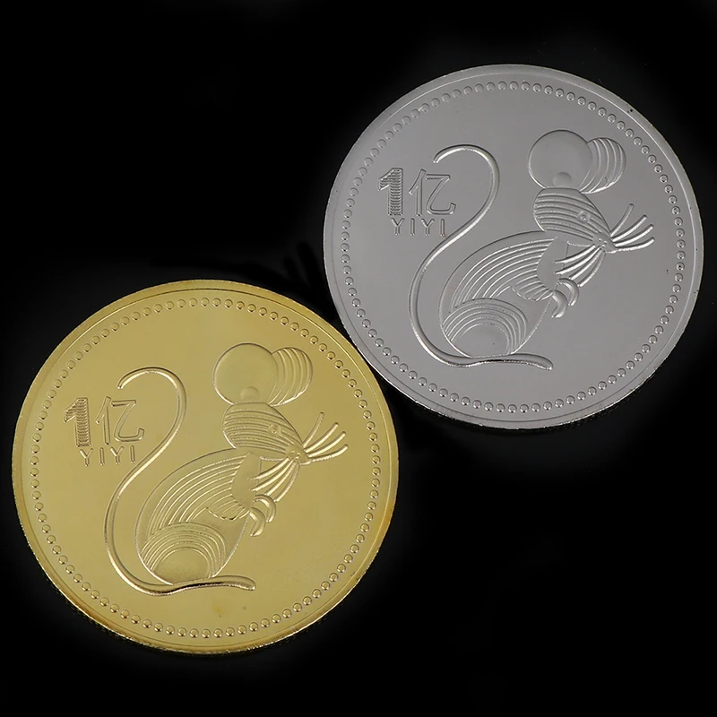 Novelty Mouse Commemorative Coin Year Of Rat Delivers Money Collection Gold Sliver Plated Good Fortune Home Car Decoration