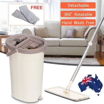

Flat Squeeze Mop Bucket Hand Free Wringing Stainless Steel Mop Self Wet And Cleaning System Dry Cleaning Microfiber Mop Floor