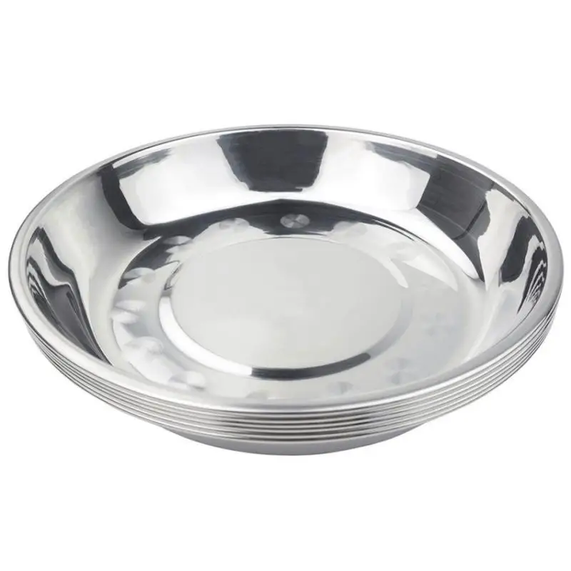 Quality Camping 18cm Dia Steel Tableware Plate Dinner Food Container