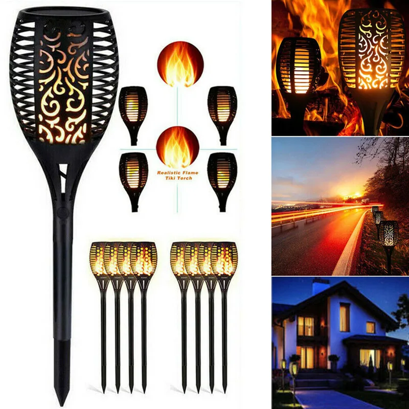 33/51/72/96 LED Solar Flame Lamp Outdoor Torch Lights Waterproof Landscape Lawn Lamp Dancing Flicker Lights For Garden Decor solar lights solar fireworks lights led fairy lights lawn lamp garden lighting