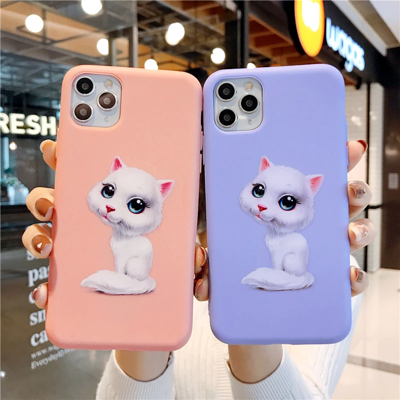 Мягкий силиконовый чехол с милым рисунком кота для iPhone 11 Pro XS Max задняя крышка 6S 8 7 6