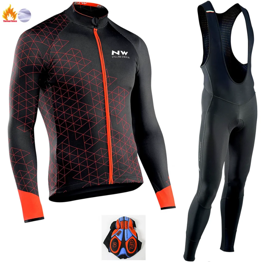 Ropa ciclismo теплая Зимняя Теплая Флисовая велосипедная одежда, мужская Трикотажная одежда, костюм для езды на велосипеде, MTB Одежда, комбинезон, комплект - Цвет: Winter Cycling Suit