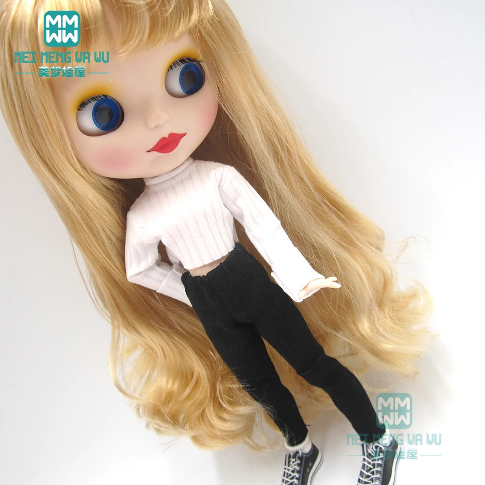 

Clothes for doll fit Blyth azone OB24 OB27 1/6 doll accessroies fashion sweater, black hole pants
