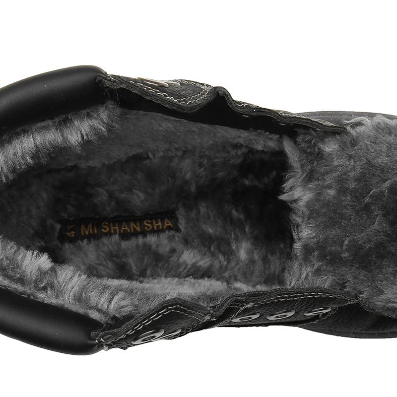 Кожаные зимние ботинки мужская походная обувь уличная хлопчатобумажная обувь горные кроссовки противоскользящие зимние высокие ботинки плюшевая спортивная обувь