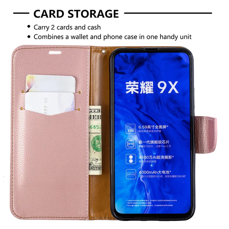Litchi кожаный чехол-книжка для huawei Honor 9X Pro 20 Lite 10i 10 LITE 9 lite чехол-кошелек Honor 8A 8S 8C 7A PRO 7C 7S Чехол-книжка