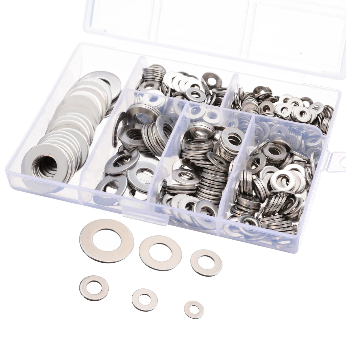 200 ASSORTED PIECE A2 STAINLESS STEEL FORM A FLAT WASHERS M3 M4 M5 M6 M8 M10 KIT 