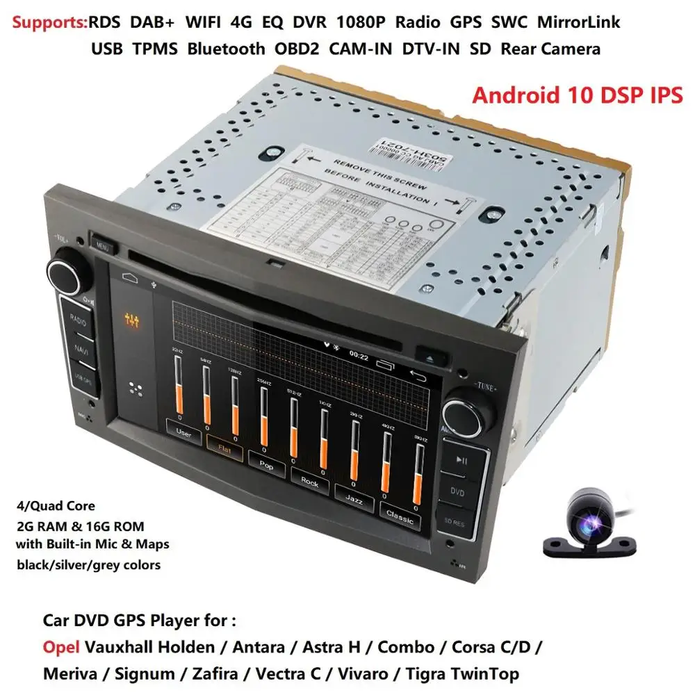 1024*600 QuadCore 2din Android10.0 2G+16G RDS Car DVD Player For Opel Corsa Vectra C D Meriva Vivaro Tigra Signum Radio GPS Navi