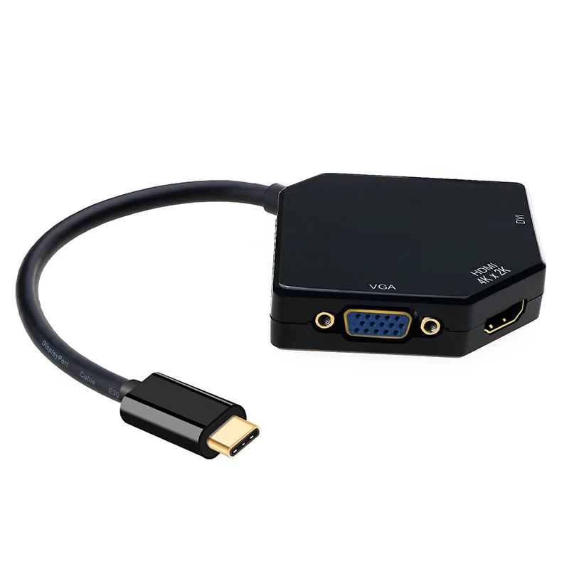 USB-C к HDMI VGA DVI многопортовый адаптер Тип-C HDMI 4K 3 в 1 Многофункциональный кабель конвертер VH99