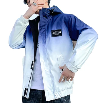 

New Spring Hooded Jacket Men Printed Pattern Bomber Jacket Fashion Zipper Jackets Men Causal Coats Tops Male Streetwear Clothing