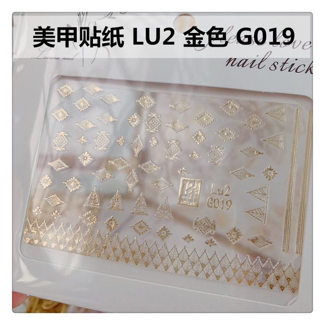 Nail Sticker Decal Patch Bronzing Letter Sticker Light Golden Alphabet Flowers Design for Nail Tattoo LU2 G001-G029