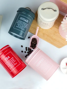 

Customized Kitchen Storage Box for Kitchen Oil Salt Seasoning Bottles Metal for Coffee Beans Tea Milk Food Candy Jars and Lids