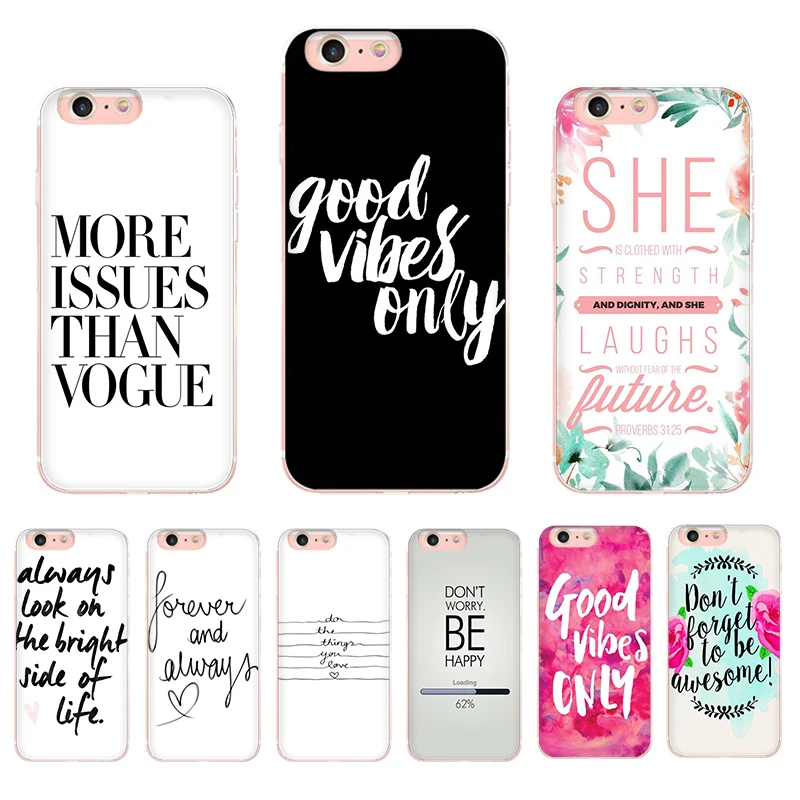 Proverb Phrase Motto Good Vibes Only Cellphones Soft TPU Case for iphone 12 7 8 6 6S plus X XR XS max 11 Pro Max Mini phone Capa | Мобильные
